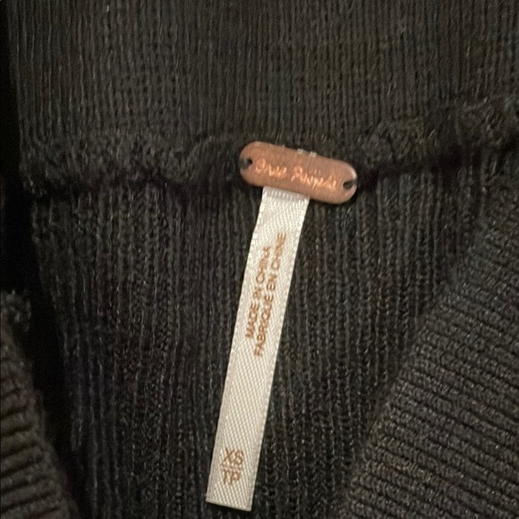 Free People Black Ribbed Pencil Side Slit Midi Skirt - Picture 3 of 7